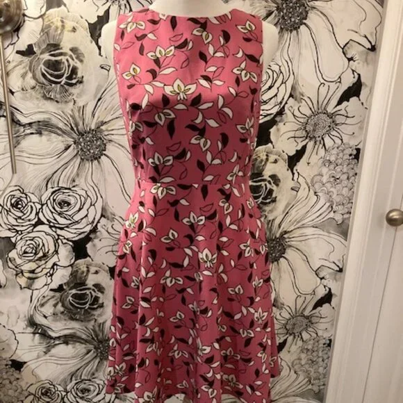 ann taylor pink floral dress Ann Taylor Pink Floral Sleeveless Dress, Size XL